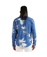 Campus Sutra Men's EcoLiva Cobalt Blue Palm Tree Shirt