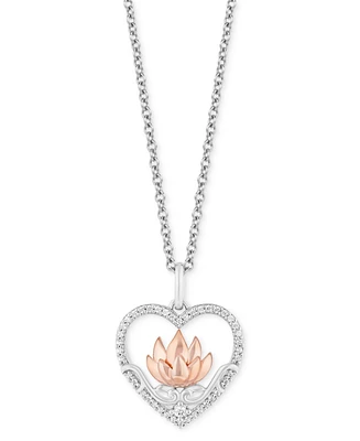 Diamond Heart Pendant Necklace (1/5 ct. t.w.) in Sterling Silver & Rose Gold-Plate, 16" + 2" extender - Sterling Silver  Rose Gold