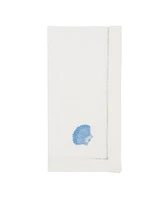 Saro Lifestyle Embroidered Seashell Serenity Napkin Set of 6, 20"x20"