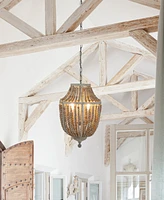 Storied Home Metal and Draped Wood Bead Chandelier Natural