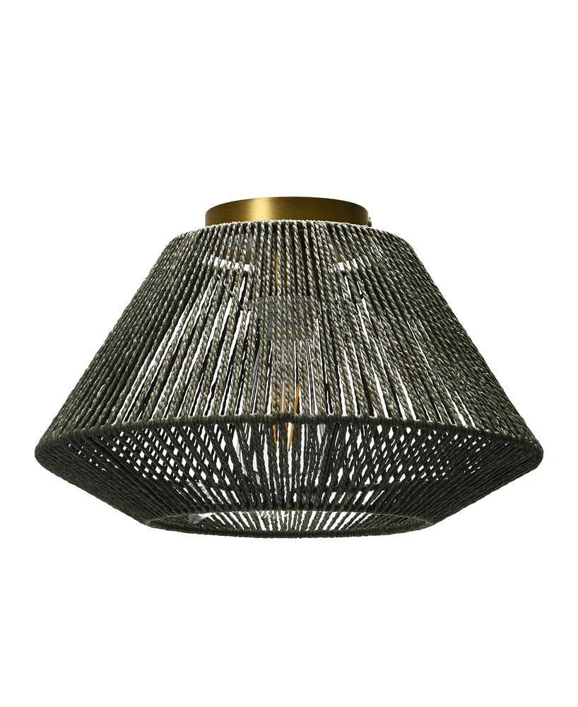 Storied Home Flush Mount Ceiling Light with Woven Paper Rope Shade Grey