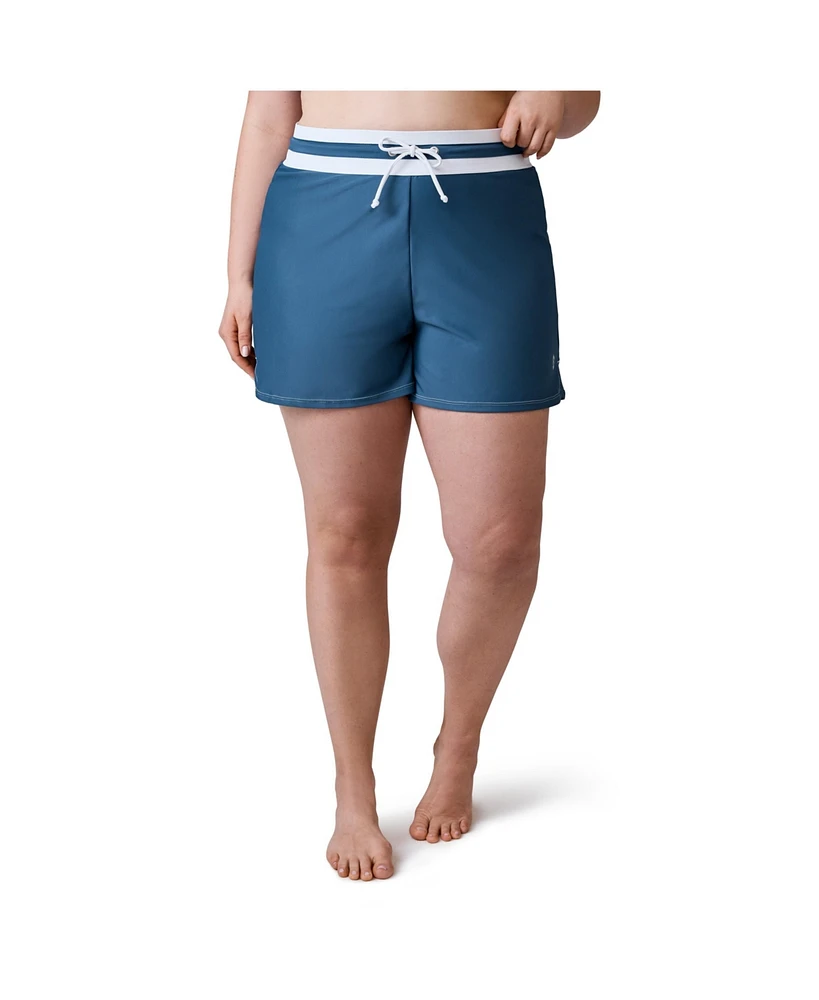 Free Country Plus Size Drawstring Swim Short - Slate