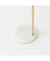 Luna Drop 75" Led Contemporary Floor Lamp with Marble Base Frosted Glass Globe