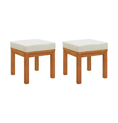 vidaXL Patio Stools with Cushions 2 pcs 15.7"x15.7"x16.5" Solid Wood Acacia