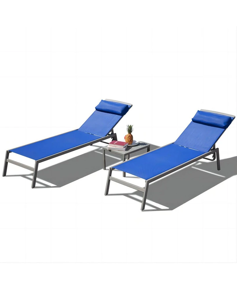 Simplie Fun Blue Outdoor Chaise Lounge Set - 3 piece