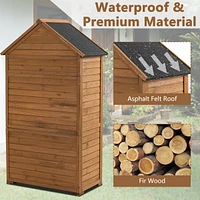 Wooden Outdoor Storage Cabinet with Shelves and Latch