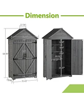 Wooden Outdoor Storage Cabinet with Shelves and Latch