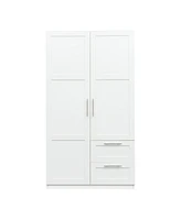 Streamdale Furniture High Wardrobe And Kitchen Cabinet With 2 Doors, 2 Drawers And 5 Storage Spaces, White