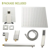 12" Rain Shower Head Systems With Waterfall Tub Spout, Brushed Nickel