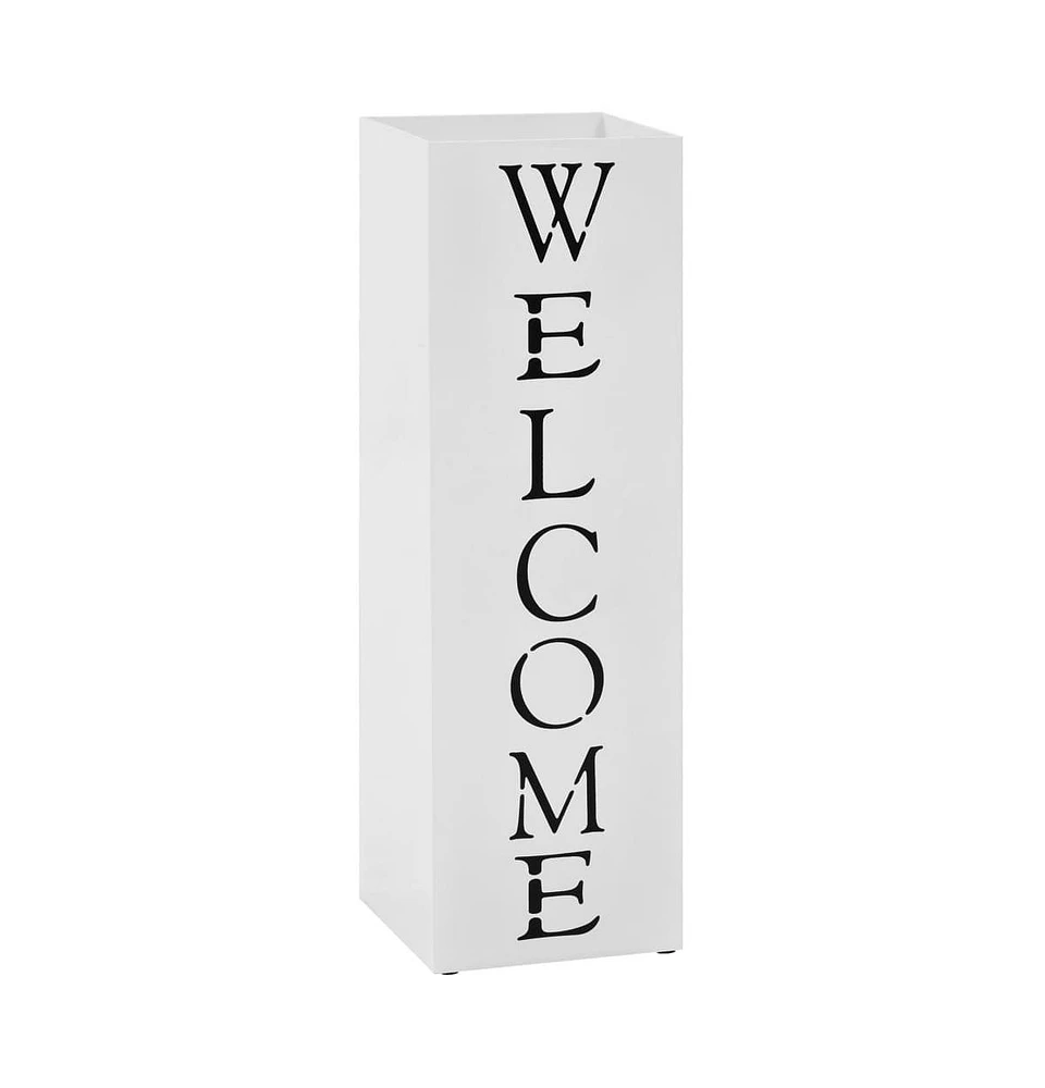 vidaXL Umbrella Stand Welcome Steel White