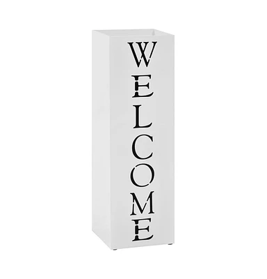 vidaXL Umbrella Stand Welcome Steel White