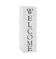 vidaXL Umbrella Stand Welcome Steel White