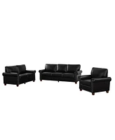 Streamdale Furniture Living Room Sofa With Storage Sofa 1+2+3 Sectional Black Faux Leather