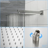 12" Rain Shower Head Systems, Brushed Nickel, Wall Mounted Shower