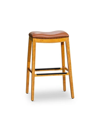 Simplie Fun 30" Barstool, Natural Finish, Saddle Leather Seat