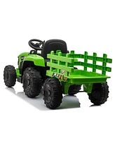 Streamdale Furniture 12V Kids Ride On Tractor with Trailer, Battery Operated Toy Car