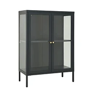 vidaXL Sideboard Anthracite 29.5"x13.8"x41.3" Steel and Glass