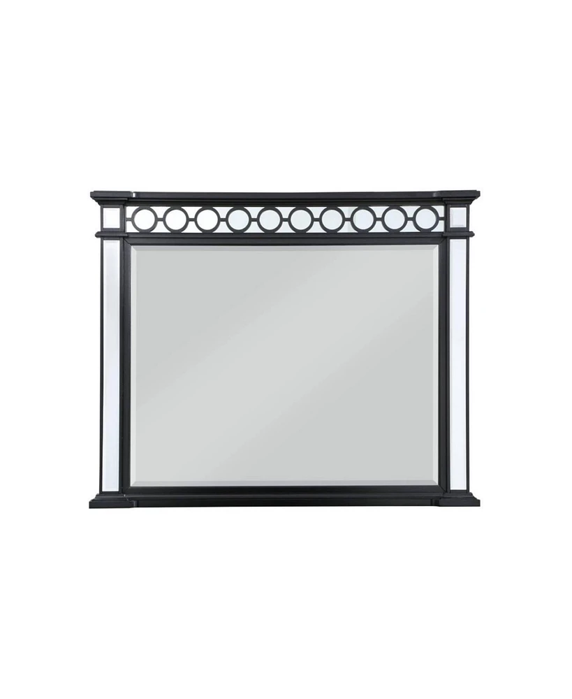 Streamdale Furniture Varian Ii Mirror In Black Velvet & Black & Silver Finish