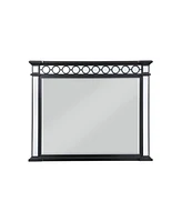 Simplie Fun Varian Ii Mirror In Black Velvet & Black & Silver Finish