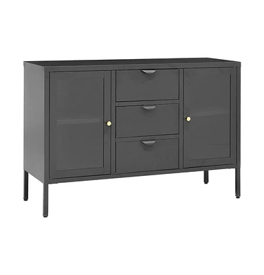 vidaXL Sideboard Anthracite 41.3"x13.8"x27.6" Steel and Tempered Glass