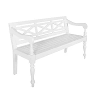 vidaXL Batavia Bench 53.5" Solid Mahogany Wood White