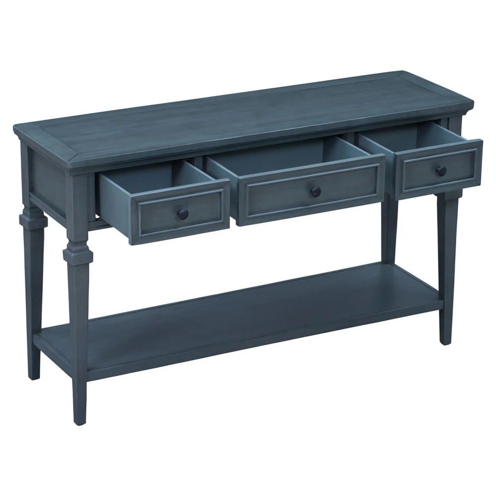 Simplie Fun Classic Retro Style Console Table With Three Top Drawers And Open Style Bottom Shelf