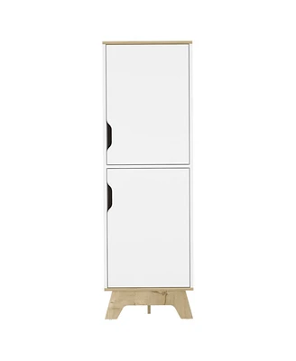 Simplie Fun Rutherford 2-Door Pantry Cabinet Light Oak And White