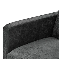 Loveseats Sofa Bed With Pull-Out Bed, Adjsutable Back And Two Arm Pocket, Black (54.5"X33"X31.5")