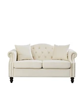 Streamdale Furniture 57" Grey Velvet 2 Seater Sofa with Pillows