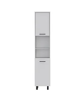 Simplie Fun Hobart Pantry, Four Legs, Three Interior Shelves, Two Shelves, Two Cabinets - White