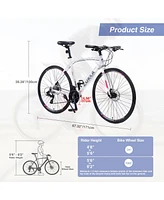 Streamdale Furniture 24 Speed Hybrid Bike Disc Brake 700C Road Bike For Men Women's City Bicycle