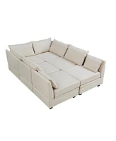 Simplie Fun Convertible U-Shape Sectional Sofa with Storage Seat