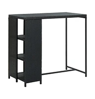 vidaXL Bar Table with Storage Rack 47.2"x23.6"x43.3" Poly Rattan