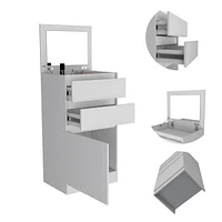 Kamelot Dresser With Jewelry Box, Single Door Cabinet, Mirror, Two Drawers - White