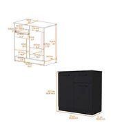 Loonam 2-Door 1-Drawer Dresser Black