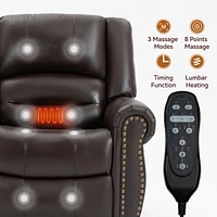 Heavy Duty Leather Recliner with Heat & Massage