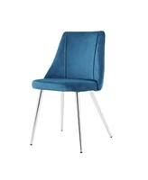 Simplie Fun Set of 4 Modern Velvet Blue Dining Chairs