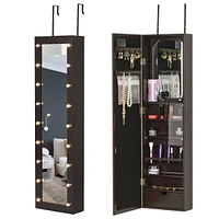 Streamdale Furniture Wall-Mounted Jewelry Armoire with 18 Led Lights