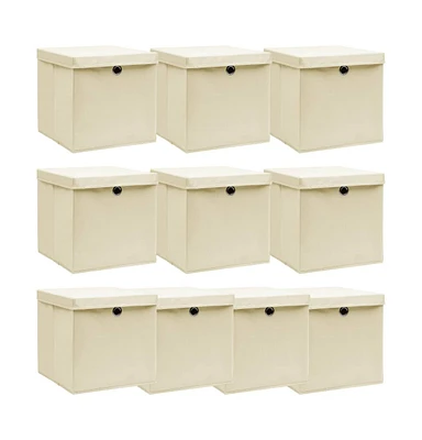 vidaXL Storage Boxes with Lid pcs Cream 12.6"x12.6"x12.6" Fabric