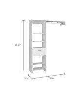 Streamdale Furniture Lenox 1-Drawer 4-Shelf Closet System White