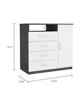 Streamdale Furniture Baylon 4-Drawer 1-Shelf Dresser Smokey Oak And White