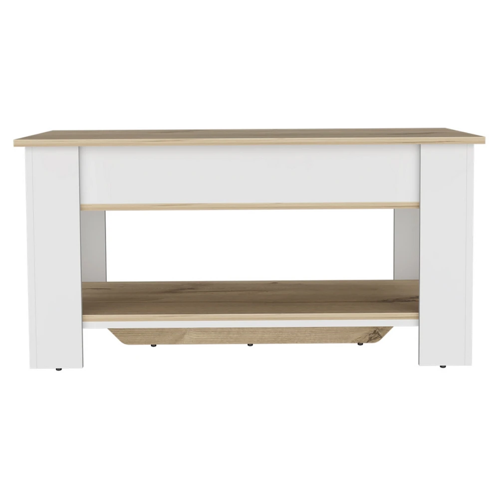 Simplie Fun Karmen 1-Shelf Lid Top Storage Table Light Oak