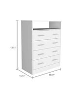 Streamdale Furniture Dover 4-Drawer Rectangle Dresser White