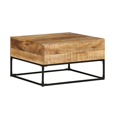 vidaXL Coffee Table 26.8"x26.8"x16.1" Rough Mango Wood