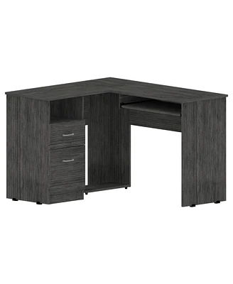 Simplie Fun Glendale 2-Drawer 1-Shelf L-Shaped Computer Desk Smokey Oak