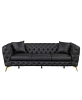 Simplie Fun Modern Pu Upholstered 3-Seater Sofa with Metal Legs