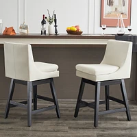 Streamdale Furniture Set of 2 Modern Upholstered Swivel Bar Stools