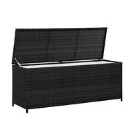 vidaXL Patio Storage Box Black 59"x19.7"x23.6" Poly Rattan