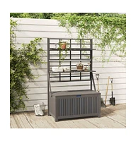 vidaXL Storage Box with Trellis Gray 39"x19.7"x63" Solid Wood Acacia