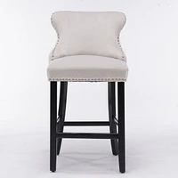 Set of 8 Contemporary Velvet Wing-Back Barstools